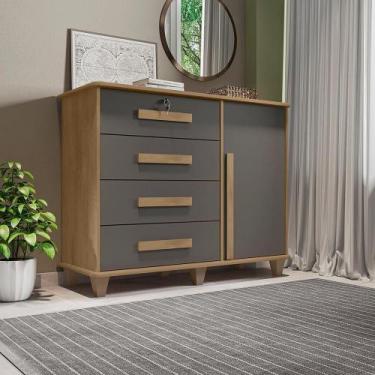 Imagem de Cômoda com 4 Gavetas Lyons Cinamomo Grafite - CASA H