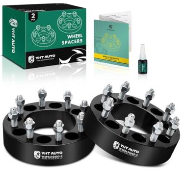 Imagem de YHTAUTO Espaçadores de roda 8 x 6,5 polegadas, compatíveis com Dodge Ram 2500, Ram 3500 1994-2012, espaçadores de pneu de 8 x 165,1 mm com pinos de grau 9/16 e 12,9, furo do cubo de 121 mm, 8 terminais, 2 peças, adaptadores de roda pretos