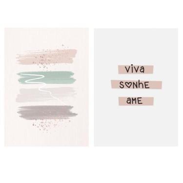 Imagem de Kit 2 Quadros Abstratos Sonhe - MeMoldura, Chassi Borda Infinita, 80x1