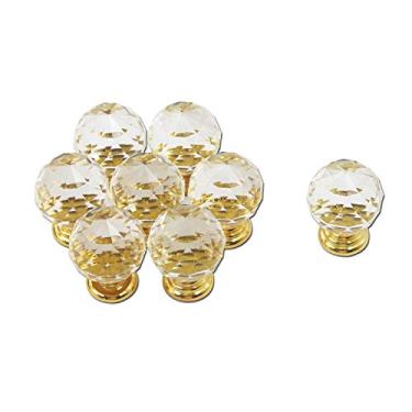 Imagem de Puxador de cristal Karcy da Knobs, 1 unidade em ouro transparente, conjunto de 8 bases