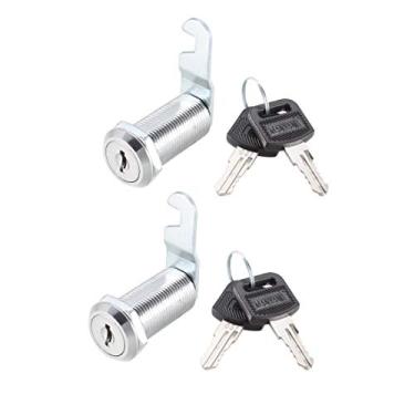 Imagem de Cadeado de Cam Lock de Cilindro Longo para Armário Uxcell de 4,5 cm serve em um painel de espessura máxima de 3,8 cm com 2 peças diferentes