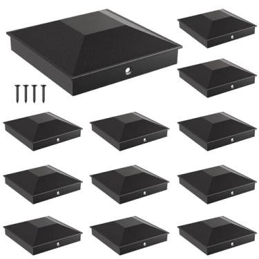 Imagem de Tampas de poste de 6 x 6 para poste de cerca de madeira de 14 cm x 14 cm, à prova d'água à prova de raios UV, resistente ao clima durável PP plástico decking tampa superior com parafusos de montagem,