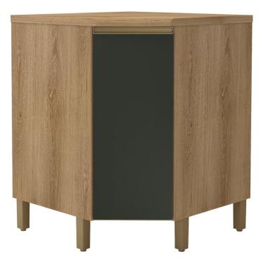 Imagem de Balcão de Canto Dinamarca 1 Porta com Tampo MDP - Indékes Castani/Chumbo