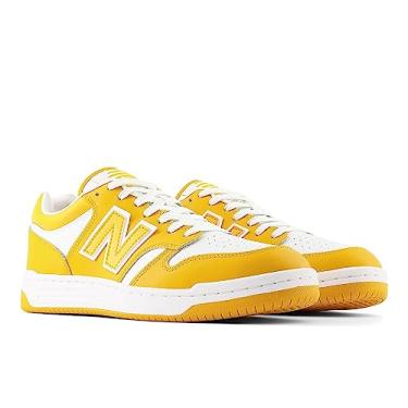 Imagem de New Balance Tênis masculino 480 V1, Branco/ouro universitário, 5.5 Women/4 Men