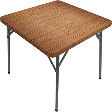 Imagem de CESGFC Toalha de mesa de madeira, estampa de textura de prancha de madeira, borda elástica, capa de mesa de jantar interna/externa, adequada para mesa quadrada de 71 cm x 71 cm