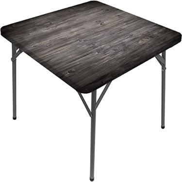 Imagem de CESGFC Toalha de mesa de madeira, estampa de textura de prancha de madeira, borda elástica, capa de mesa de jantar interna/externa, adequada para mesa quadrada de 101,6 cm x 101,6 cm