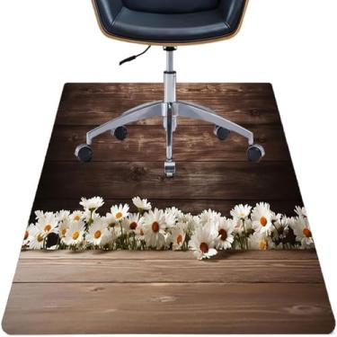 Imagem de Tábuas de madeira, tapete de cadeira de mesa de madeira, tábuas de madeira antiga estilo rústico com padrão floral, protege o piso de madeira sob mesas, tapetes para escritório, casa e pisos de jogos,