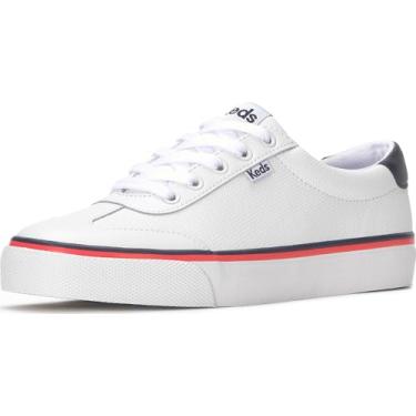 Imagem de Keds Tênis feminino Jump Kick T-Toe Fashion, Couro sintético branco/azul marinho/vermelho, 41