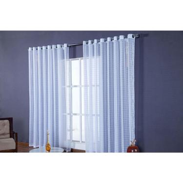 Imagem de Cortina Voal Quadriculado Branco 4,00X2,80