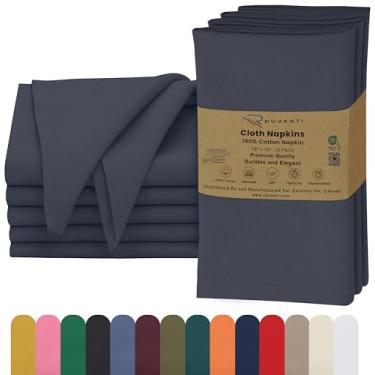 Imagem de RUVANTI Conjunto De 6 Guardanapos Pano Ruvanti, 45X45 Cm, 100% Algodão, Laváveis, Macios E Absorventes, Perfeitos Para Jantares Casamento, Natal Ação Graças - Azul Ombré