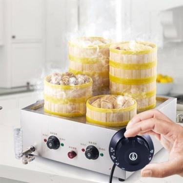 Imagem de Máquina De Pães Cozidos No Vapor Elétrico De Quatro Furos, Pães De Pão De Comida Comercial Vaporizador A Vapor, Temperatura De 30-110 °c, Alarme De Ebulição A Seco, Para Buffet De Loja Em C