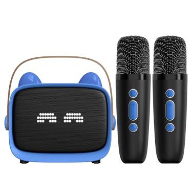 Imagem de Jectse Máquina de karaokê Infantil Com Redução de Ruído Duplo, Luzes Multicoloridas, 5 Modos de Som, 2 Microfones para Smartphone, BT 5.3 de Longa Distância, 2-3 Horas de Reprodução, (BLUE)