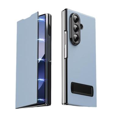 Imagem de Capa para Galaxy Z Fold6 Business Couro Invisível Suporte Suporte Bumper Capa Fina (Para Galaxy Z Fold6/Far Peak Azul)