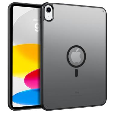 Imagem de BENTOBEN Capa magnética para iPad A16 (11ª geração 11 polegadas 2025), iPad 10ª geração 10 polegadas 2022, capa protetora translúcida fosca fina de TPU para iPad 11ª/10ª geração, preta