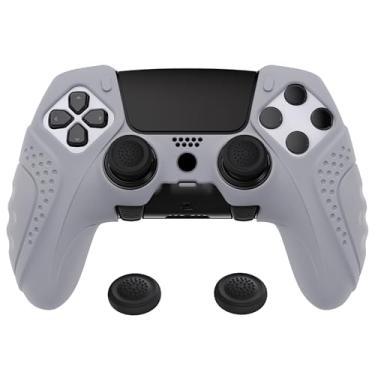 Imagem de playvital Capa Protetora De Silicone Ergonômica Antiderrapante Guardian Edition Para Controle Ps5 Edge, Sem Fio Com Borracha Macia E Apoio Os Polegares - Cinza Metálico