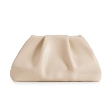 Imagem de Huralona Bolsa clutch elegante de couro vegano plissada para mulheres, super chique, bolsa de mão macia de poliuretano para noite, Nude., Medium
