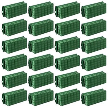 Imagem de Hahood Pacote com 24 suportes retangulares de gaiola de espuma floral com material de arranjo floral de espuma floral para flores frescas, decorações de capina doméstica, 20 x 10 x 7 cm