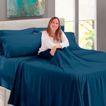 Imagem de Lençol Plano Avulso com 10 Cores e 6 Tamanhos em Tecido Percal Flex-LC (Azul Marinho, Casal/Padrão)