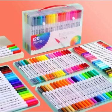 Imagem de Maleta 120 Cores de Caneta Para Pintar e Colorir Desenhos e Artes - SH