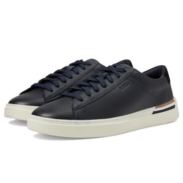 Imagem de BOSS Tênis masculino Clint de couro macio de cano baixo, Azul-marinho profundo, 13