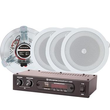 Imagem de HAYONIK, Kit de Som Ambiente com 1 Amplificador Compact 400 e 4 Arandelas CS-530 PLUS, 400W, Arandela de 5", 3 Pontos de Fixação, Proteção UV