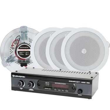 Imagem de HAYONIK, Kit de Som Ambiente com 1 Amplificador Compact 400 OD e 4 Arandelas CS-530 PLUS, 400W, Arandela de 5", 3 Pontos de Fixação, Proteção UV