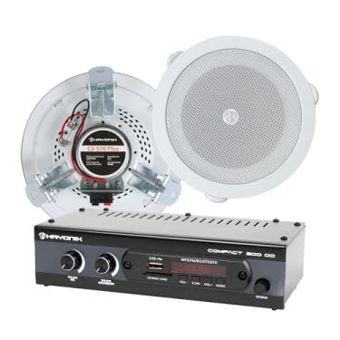 Imagem de HAYONIK, Kit de Som Ambiente com 1 Amplificador Compact 200 OD e 2 Arandelas CS-530 PLUS, 200W, Arandela de 5", 3 Pontos de Fixação, Proteção UV