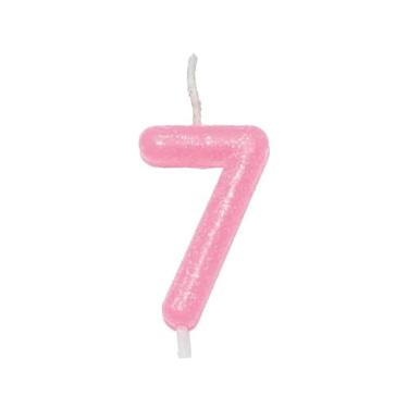 Imagem de Vela Aniversario Rosa c/Glitter - Silver Festas (Numero 7)