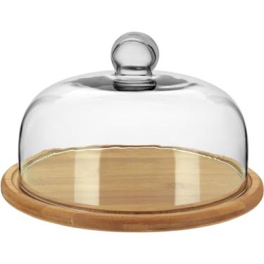 Imagem de PRATO BOLO TAMPA VIDRO BAMBU 15x26x26cm NATURAL