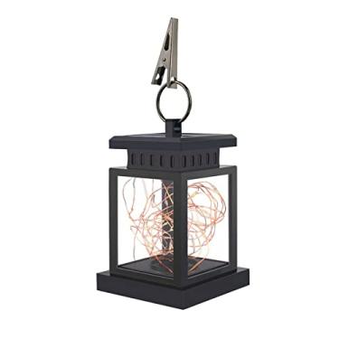 Imagem de Lâmpada decorativa clássica solar LED à prova d'água LED de pendurar para o jardim Decoração de vias de jardim Warm Branco 20 LEDS Fio de cobre de plástico preto 140x90x90mm