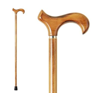 Imagem de GUYUE Bengala de madeira feita à mão para homens e mulheres Bengala de madeira ergonômica para idosos Melhores pontas de borracha - 94 cm (amarelo)