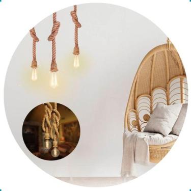 Imagem de Kit 3 Luminaria Rustico Pendente Corda Soquete Sisal Natural - Dant Oa