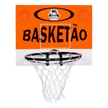 Imagem de Kit Cesta Cesto Basquete Mdf + Bola + Bomba