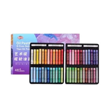 Imagem de Giz Pastel a Óleo 24/36/48 Cores com Bastões Brancos Extras – Textura Suave e Cores Vibrantes – Séries Clássica, Macaron e Morandi – Para Crianças, Estudantes e Artistas (Cor Macaron, 50)