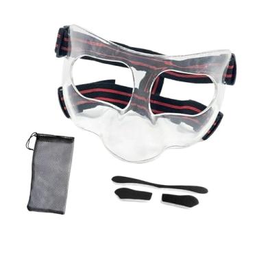 Imagem de UGPLM Protetor nasal para nariz quebrado, máscara facial de basquete, protetor facial para mulheres e homens, Vermelho Claro