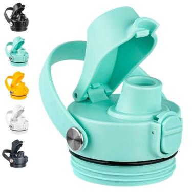 Imagem de Diumepo Tampa de bico automático para garrafa de água Yeti Rambler 12/18/26/36/1,814 g, tampas de substituição para tampa de garrafa YETI Rambler com alça flexível, livre de BPA (espuma do mar)