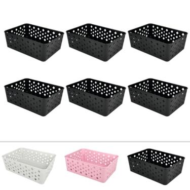 Imagem de Cesto Organizador Kit 6 Pcs Para Lavanderia, Cozinha, Quarto, Banheiro, Sala, Escritório, Resistente (Preto)