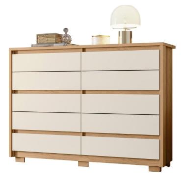 Imagem de Cômoda Para Quarto 10 Gavetas 151cm Duetto Off-freijó - Albatroz