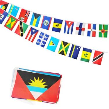 Imagem de Bandeira de corda de 20 países caribenhos do Caribe, bandeira internacional de 9 m, bandeira de bandeira de países caribenhos e caribenhos decoração para escola, eventos esportivos, inauguração, festa