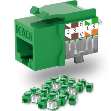 Imagem de Keystone Jack Cat6 Slim Lysymixs, pacote com 25, verde, 90 graus