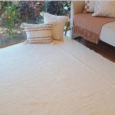 Imagem de Casa Coeva - Tapete Artesanal Básico Sala Peludo Algodão Cru 200 x 300 Sem Franja