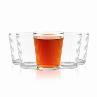 Imagem de Conjunto de 6 Copos de Vidro Versalhes, 350ml, Design Canelado, Transparente, Empilh�veis