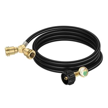 Imagem de Alloxity Mangueira de propano de 1,8 m com divisor vertical de tanque de propano bidirecional e calibre, conector em T divisor Y para tanque de 9 a 45 kg, fogão de acampamento e churrasqueira a gás