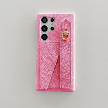 Imagem de Capa tipo carteira de couro sintético de luxo com alça de pulso para Samsung Galaxy S25 S24 S23 S21 S20 FE S22 Plus Note 20 Ultra A52 A53 A54, rosa, para S23U