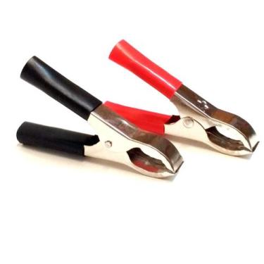 Imagem de 10 Pares Conector Garra Tipo Jacaré Vermelho e Preto 75mm - NTV