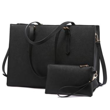 Imagem de Bolsa para laptop LOVEVOOK Fashion Computer Tote 15.6" preta para mulh