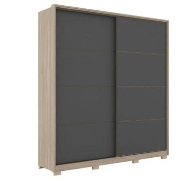 Imagem de Roupeiro de Casal Seoul c/ Pés 2 Portas Grafito - Bela Móveis - Demart