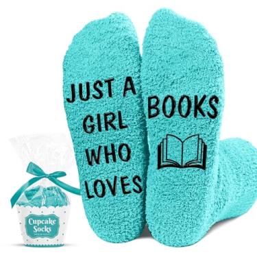 Imagem de VICRAZY Presentes para amantes de livros, meias divertidas de leitura para amantes de livros, presentes fofos para leitoras e mulheres, perfeitas para noites adoráveis, macias, quentes, meias ideais