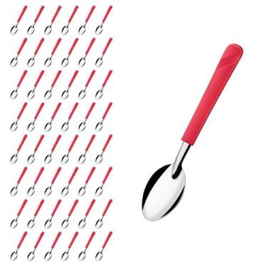 Imagem de Kit 48 Colheres Linha Luna Vermelho Aço Inox Sorvete Buffet - Taumer, 