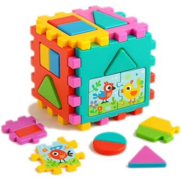 Imagem de Brinquedo Educativo Infantil Blocos De Montar Coloridos Com Encaixe Quebra-Cabeça 3D Imagens Sortidas Brinquedo de Desenvolvimento Premium